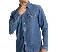GUESS Uomo Camicia Manica Lunga M4YH55D5EI1 Cotone Blu Medio L
