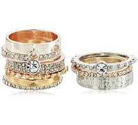 Guess Update anello impilabile da donna, confezione da 9, multi, 7, 7, vetro cristallo, 7, vetro cristallo