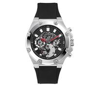 Guess US Men's Silver-Tone and Black Multifunction Watch