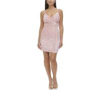 GUESS Velvet Surplice Sequin Mini Dress Vestito, Blush Multi, 42 Donna