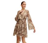 GUESS Vestito Donna LS Laila (IT, Testo, L, Regular, Regular, Beige)