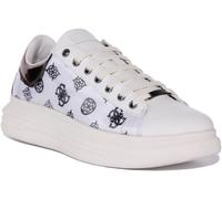 GUESS Vibo 4G Gunmetal con Lacci Donna Trainer Bianco Argento UK 3 - 8
