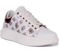 Guess Vibo Moda Lace Up Trainer In Bianco Bronzo Taglia UK 3-8