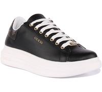 GUESS Vibo Vera Pelle Suola Spessa Stringate Trainer da Donna Nero UK 3 - 8