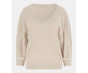 Guess Vn Rosalyn Swtr Mocassin Lurex Maglia Traforat Beige Donna W6GR06Z0586-F1F