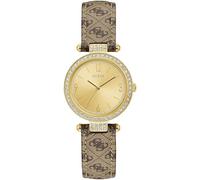 GUESS W1230L2 - Orologio analogico al quarzo, da donna, con cinturino in pelle, Oro, NOSIZE, Bracciale