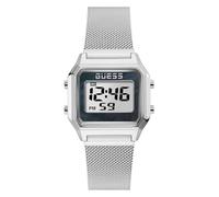 Guess Orologio Zoom GW0343L1 Unisex 37 mm, Bracciale in maglia argento, LCD, Allarme e Cronografo