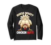 Guess What Chicken Butt Funny Chicken Men Women Kids Maglia a Manica