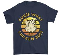 Guess What Chicken Butt Funny Farm Uomo T-Shirt 100% Cotone