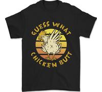 Guess What Chicken Butt Funny Farm Uomo T-Shirt 100% Cotone