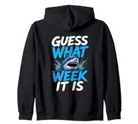 Guess What Week it is - Cool Cartoon Shark Graphic Felpa con Cappuccio