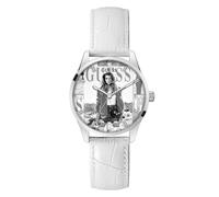 Guess White Leather Dress Watch