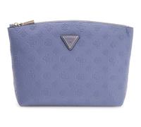 GUESS Wilder Top Zip Cosmetic Bag XL Grey Blue Logo