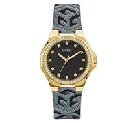 Guess Women's 38mm Watch - Black Strap Black Dial Gold Tone Case
