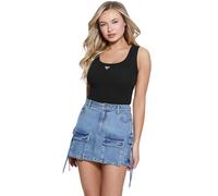 Guess Women's Eco Sleeveless Triangle Bling Rib Tank, Jet Black