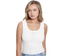 GUESS Women's Eco Sleeveless Triangle Bling Rib Tank, Pure White