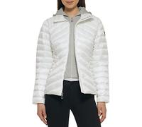 GUESS Women's Lightweight Puffer Jacket Cappotto Alternativo in Piuma, Trapuntato Bianco, L Donna