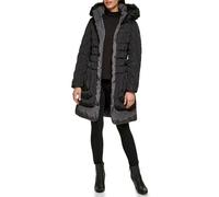 GUESS Women's Midweight Puffer Jacket Cappotto Alternativo in Piuma, Nero con Cintura, X-Large Donna