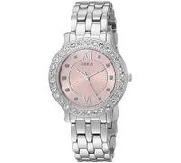 GUESS Women's Stainless Steel Crystal Watch, Color: Silver-Tone/Pink (Model: U1062L2)
