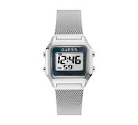Guess Zoom GW0343L1 Unisex 37 mm Digital Watch - Silver Mesh Bracelet, LCD Screen, Alarm & Chronograph