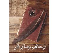 Guest Book: Funeral Guest Book For Memorial Service, Guest Book For Funeral, Memorial Service Guest Book, Sign In Book For Funeral, Hardcover, Quill Pen and Inkwell on Antique Journal Cover Design