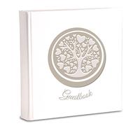 Guestbook Libro degli invitati per Feste di Matrimonio Compleanno Battesimo cm 20x20 70 Pagine Copertina Rigida, Albero Vita Cuori