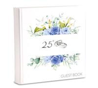 Guestbook Libro degli invitati per Feste di Matrimonio Compleanno Battesimo cm 20x20 70 Pagine Copertina Rigida, Fiori Blu