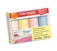 Gütermann Creativ Maraflex Set di Fili per Cucire Elastico ad Alta Estensibilità - Filo Multicolore per Scollo e Cuciture, Variazione Colore 3, 4 x 150m - 1 Set