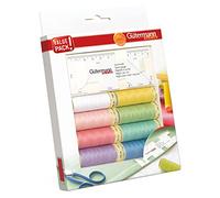 Gütermann creativ Set filo da cucito con 8 bobine di Cucitutto 100 m in colori pastello + un Regolo per orli