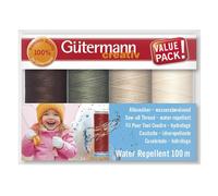 Gütermann Set di cuciture impermeabili 4 x 100 m, colore 02 grigio/crema
