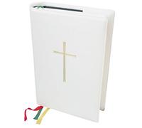 Güterslob - Custodia per bibel/GOTTESLOB bianca con croce - 19 x 13 cm - Custodia protettiva per libro di preghiere, Bibbia, ideale per la comunione, cresima, chiesa - qualità MaMeMi