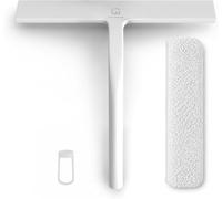 GÜTEWERK Tergivetro Doccia, Interamente in Silicone, Bianco, 23 cm | Gancio e Panno in Microfibra, Tergivetro con Anima in Acciaio Inox, Pulizia Senza Aloni per Doccia, Vetro e Specchi