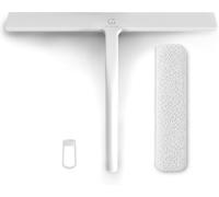GÜTEWERK Tergivetro Doccia, Interamente in Silicone, Bianco, 28 cm | Gancio e Panno in Microfibra, Tergivetro con Anima in Acciaio Inox, Pulizia Senza Aloni per Doccia, Vetro e Specchi