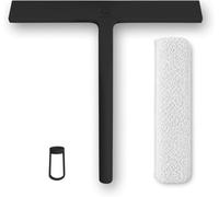 GÜTEWERK Tergivetro Doccia, Interamente in Silicone, Nero, 23 cm | Gancio e Panno in Microfibra, Tergivetro con Anima in Acciaio Inox, Pulizia Senza Aloni per Doccia, Vetro e Specchi