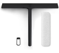 GÜTEWERK Tergivetro Doccia, Interamente in Silicone, Nero, 28 cm | Gancio e Panno in Microfibra, Tergivetro con Anima in Acciaio Inox, Pulizia Senza Aloni per Doccia, Vetro e Specchi
