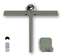 GÜTEWERK Tergivetro in silicone per doccia 28 cm, supporto 2 in 1, Verde | Vetro Limpido in una Passata, Lavavetri a Ventosa, Anima in Acciaio Inox, Gancio Removibile, Fissaggio senza Forare