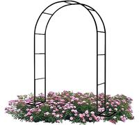 GueTTO Arco da Giardino Metallo Nero Antiruggine, Trellis Facile da Assemblare per Piante Rampicanti, Portico Rosa & Fiore, Decorazione Cortile Patio Esterno, Acciaio Stabile,W240*H220cm
