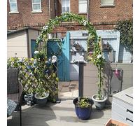 GueTTO Arco da Giardino Metallo Nero Antiruggine, Trellis Facile da Assemblare per Piante Rampicanti, Portico Rosa & Fiore, Decorazione Cortile Patio Esterno, Acciaio Stabile,W350*H220cm