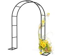 GueTTO Arco da Giardino Metallo Nero Antiruggine, Trellis Facile da Assemblare per Piante Rampicanti, Portico Rosa & Fiore, Decorazione Cortile Patio Esterno, Acciaio Stabile,W140*H230cm