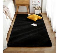 GueTTO Tappeto Pelliccia Coniglio Artificiale Lungo Pelo, Morbido per Camera Letto Finestra Baia Salotto, Tappeto Antiscivolo Arredamento, Più Misure & Colori,Nero,140x200 cm