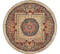 GueTTO Tappeto Rotondo Persiano Tradizionale, Grande Tappeto Circolare 200cm - Resistente alle Macchie, Antiscivolo per Salotto/Camera, Motivo Fioreale Vintage,R,∅ 120cm