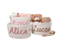 Gufacai Cesto personalizzato per il nome del bambino, in corda di cotone, cestino per pannolini, cestino per pannolini, per baby shower, in corda di cotone, per riporre giocattoli, biancheria (S-19 x