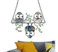 Gufetti multicolori | Acrilico gufo multicolore su filo decorativo, gufo su una finestra metallica per appendere acchiappasole, acchiappasole per uccelli per pannelli finestra da appendere Smashing