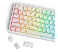 Guffercty kred Set di 142 tasti bianchi per tastiera, Cherry Profile PBT Shine Through Translucent Characters, compatibile con interruttori MX (Ray Edge White)