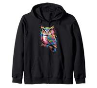 Gufi Colorati Gufo Uccello Animale Natura Arte Creativa Felpa con Cappuccio