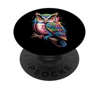 Gufi Colorati Gufo Uccello Animale Natura Arte Creativa PopSockets PopGrip Adesivo