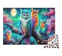Gufi invernali Puzzle DIY Da 1000 Pezzi Per Hobbisti, Cartone Resistente,Owls Magical Forest Art Decorazione Murale, Esposizione Murale, Regalo Di Festa, Gioco Mentale 52x38cm/1000pcs