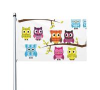 Gufi Su Rami Di Albero All'aperto Quattro Stagioni Bandiera Bifacciale Vacanza Bandiera Con Asola Sfondo Decorativo Forniture Per Il Partito