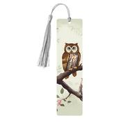 Gufi su un ramo segnalibri con nappe, segnalibro in legno per donne e uomini, segnalibro fatto a mano per gli amanti dei libri, segnalibri per pagine di lettura, etichette in legno, ornamenti regalo
