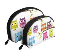 Gufi Sui Rami Degli Alberi, Borsa per trucco a conchiglia Portamonete da donna Borsa da toilette piccola Borsa per cosmetici 2 pezzi